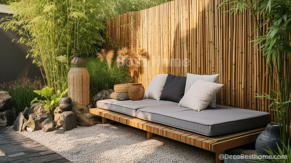 Natural bamboo fence
