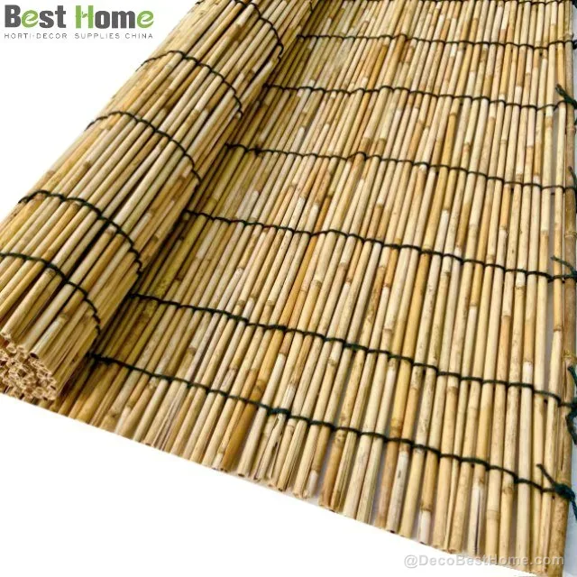 Japanese-style reed fence with bamboo